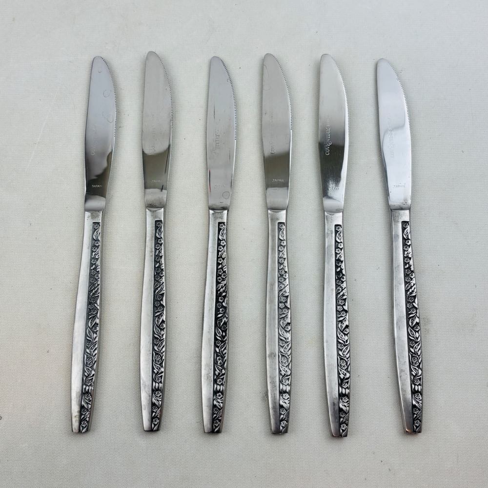 Bouquet by Coventry Dinner Knife Set of 6 JH Stainless Japan Floral Flatware